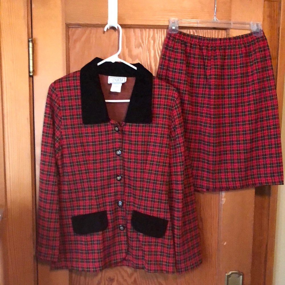 D.B.Y. Red Plaid Skirt Suit